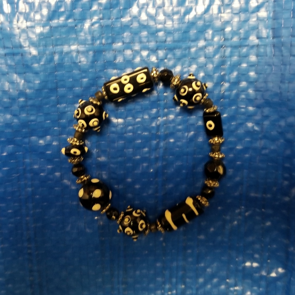 🍁🌺💎Beaded painted on pattern bracelet